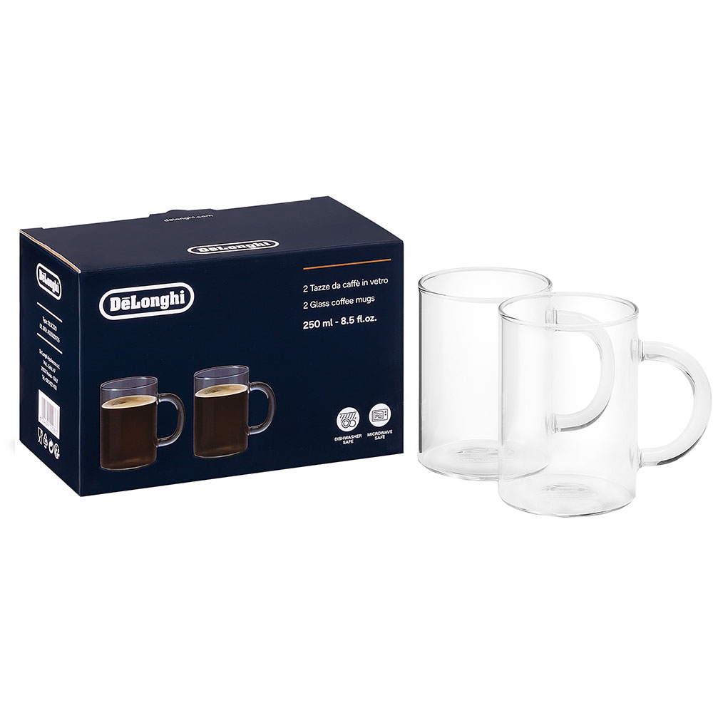 DeLonghi Creamy Set 6x Cups Cappuccino Coffee 270ml Glass Thermal Double  Wall