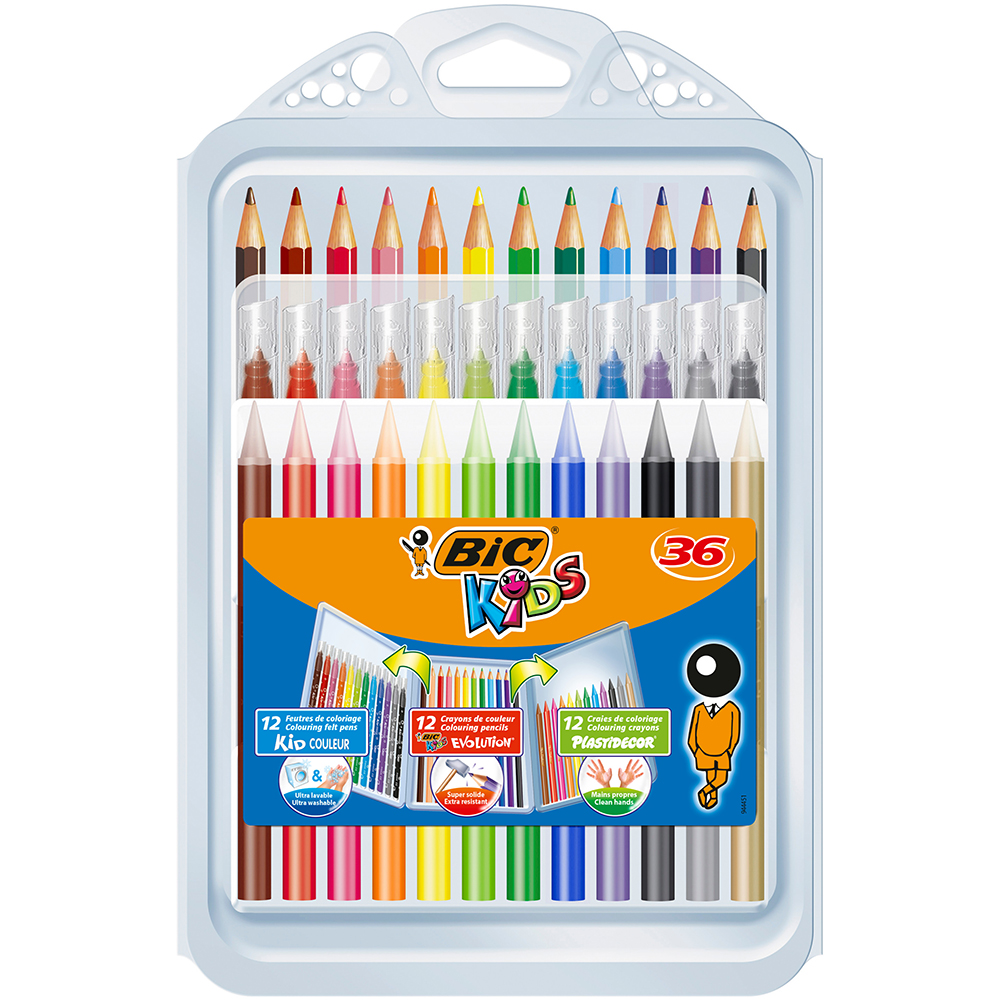 BIC Kids Evolution Illusion erasable pencil crayons box of 12 pcs