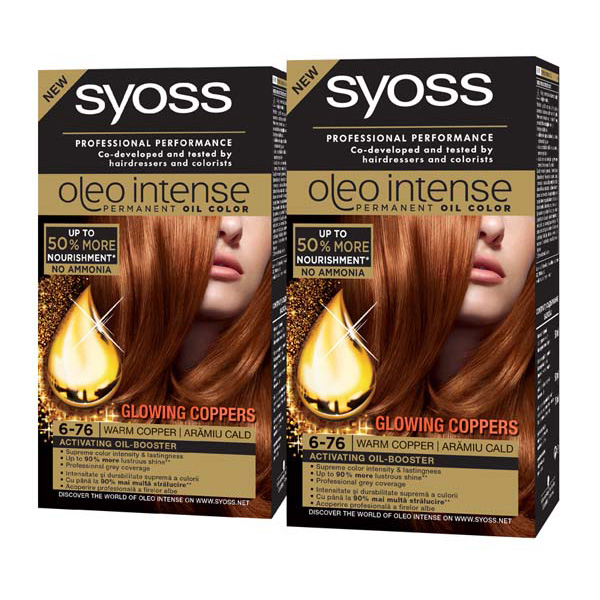Pachet Promo Vopsea De Par Syoss Color Oleo 6 76 Aramiu Cald 2 X